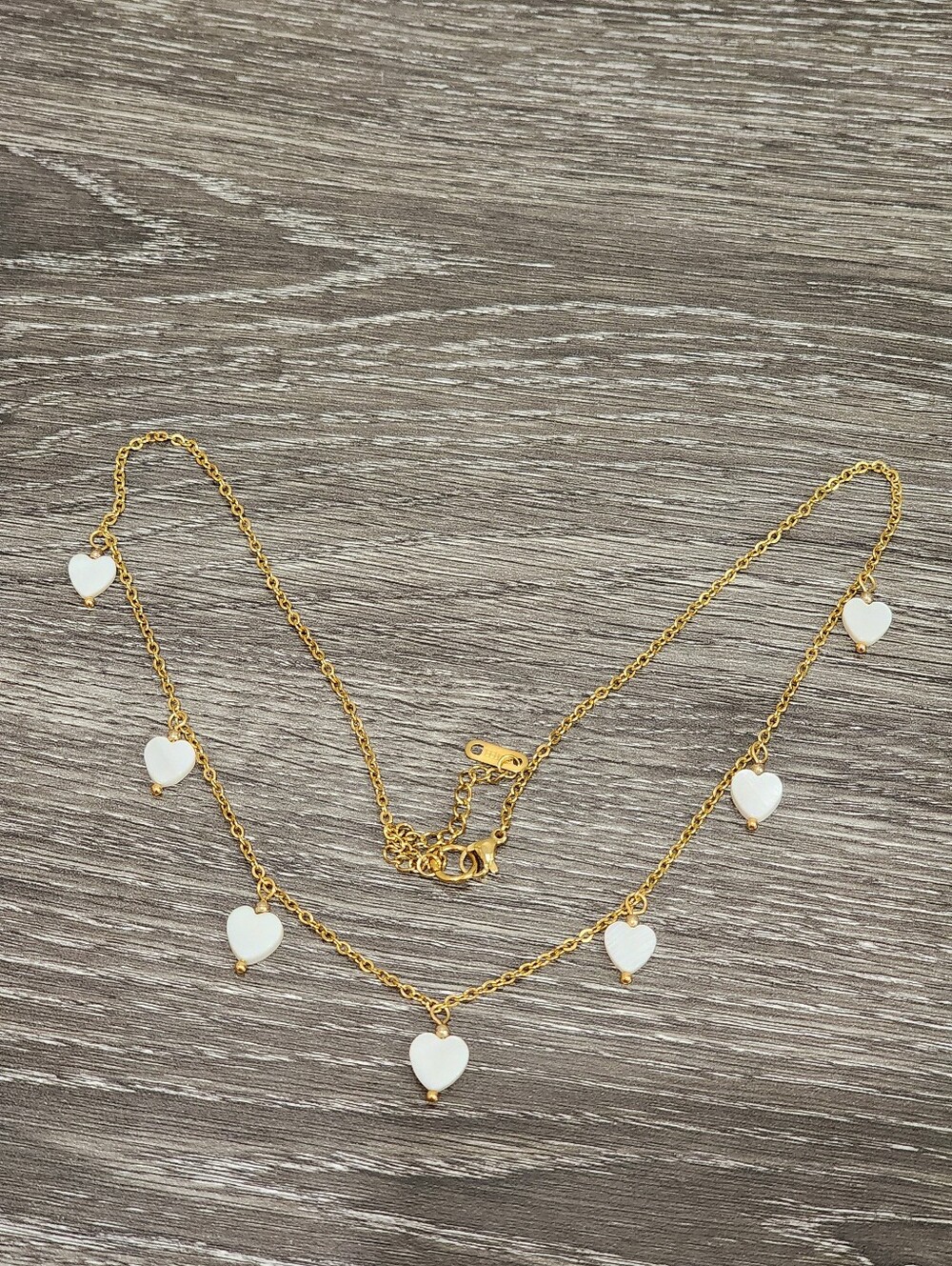 Stainless Steel Brass Gold Pearl Heart Chain Necklace